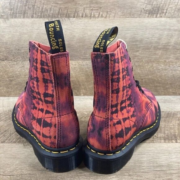 Dr Martens Pascal Tie Dye Pink Purple Air Ware Docs Combat Boots Womens Sz 5 NEW - Picture 6 of 10